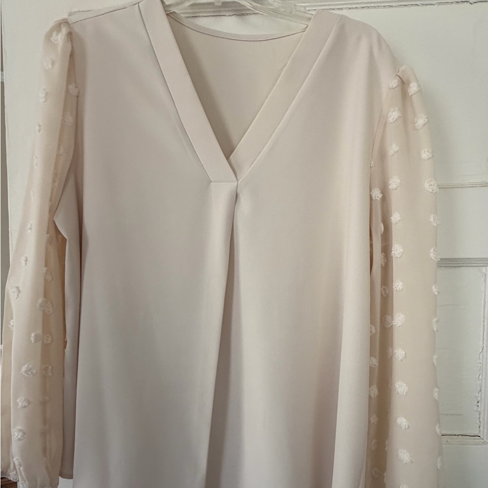 Elegant Cream V-Neck Women's Top